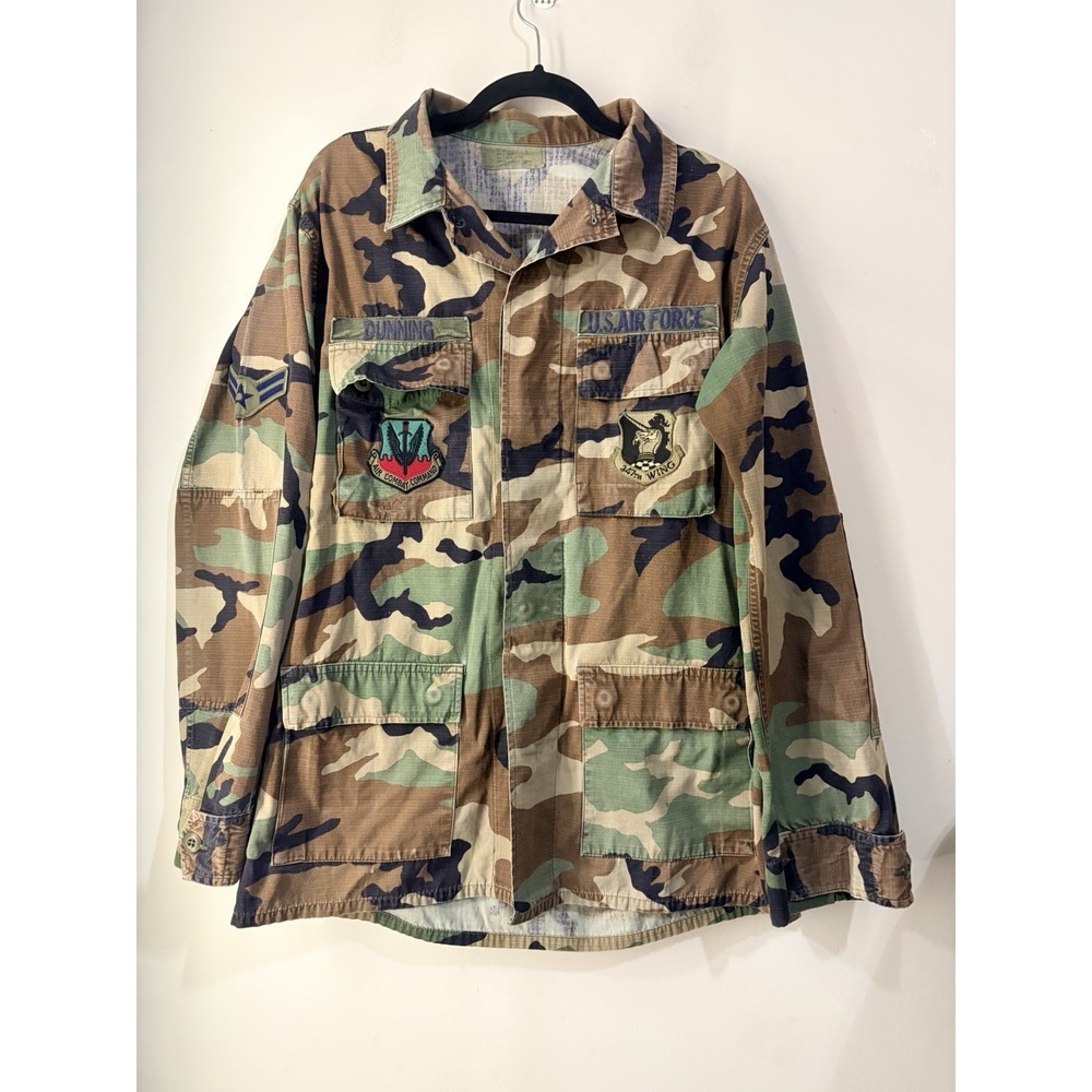 Vintage USAF Woodland BDU Jacket Dunning 34th Wing Air Combat Command Medium
